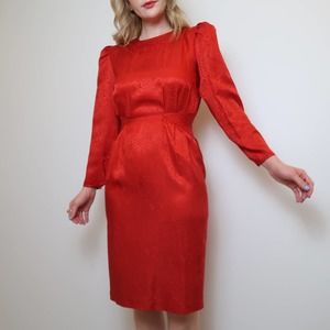 Vintage 80s Argenti red silk cocktail dress size 4